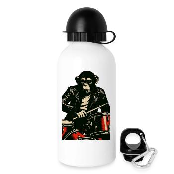 Chimp Drummer in Leather Jacket - Drinks Bottle with Lid 500 ml - white - Right