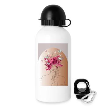 Flower head with butterfly crown - Drinks Bottle with Lid 500 ml - white - Right