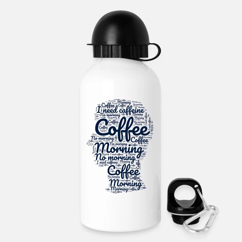 Le cœur du café : la typographie du matin - Gourde avec bouchon 500 ml - blanc
