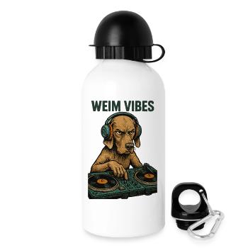 Weimaraner DJ: Retro Musik Design – Weim Vibes - Trinkflasche mit Deckel 500 ml - Weiß - Rechts
