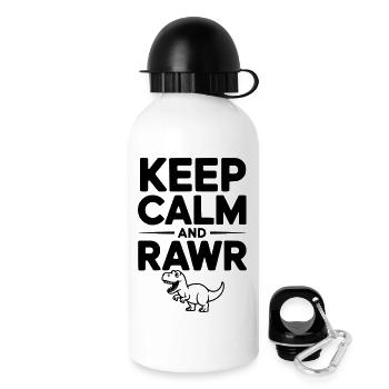 Reste calme et Rawr - Gourde avec bouchon 500 ml - blanc - Droite