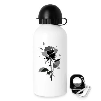 Grau und schwarz geometrische Rose - Trinkflasche mit Deckel 500 ml - Weiß - Rechts