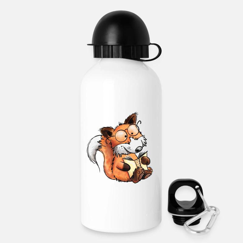 Sly Books Fox I Read I Comic Animals - Drinks Bottle with Lid 500 ml - white
