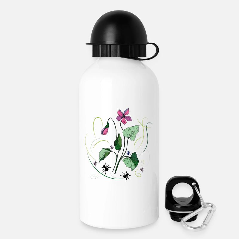Fleur avec des fourmis - Gourde avec bouchon 500 ml - blanc