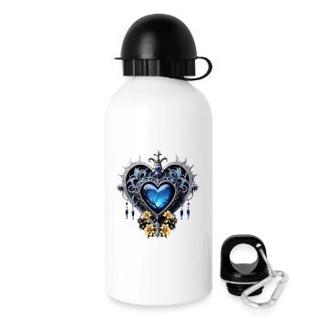 Magnifique coeur gothique noble aux couleurs bleues - Gourde avec bouchon 500 ml - blanc - Droite