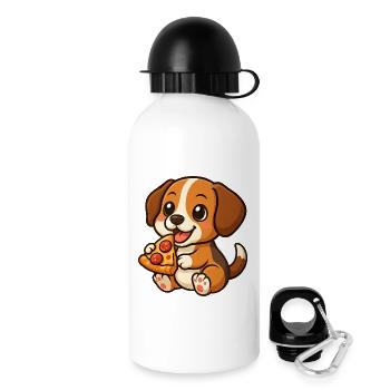 Süßer Beagle Hund Pizza Pizzaliebhaber Cartoon - Trinkflasche mit Deckel 500 ml - Weiß - Rechts