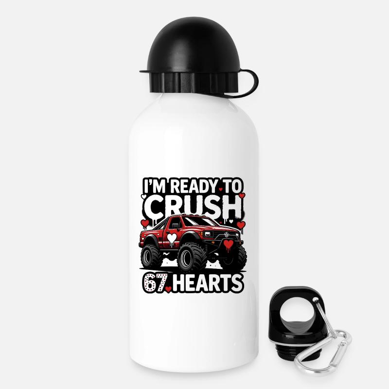 Crush Hearts MonsterTruck - Drinks Bottle with Lid 500 ml - white