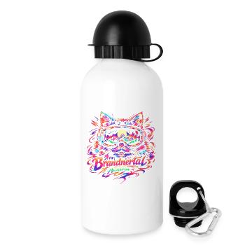 Retro Bergpanorama Katze Skibrille Austria lustig - Trinkflasche mit Deckel 500 ml - Weiß - Rechts