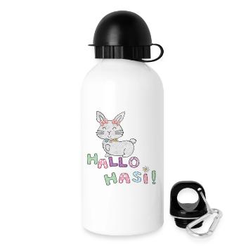 Bonjour lapin, - Gourde avec bouchon 500 ml - blanc - Droite