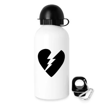 Schwarzes Herz Gebrochen Logo - Trinkflasche mit Deckel 500 ml - Weiß - Rechts