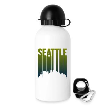 Dégradé vert de la silhouette de la ligne de Seattle - Gourde avec bouchon 500 ml - blanc - Droite