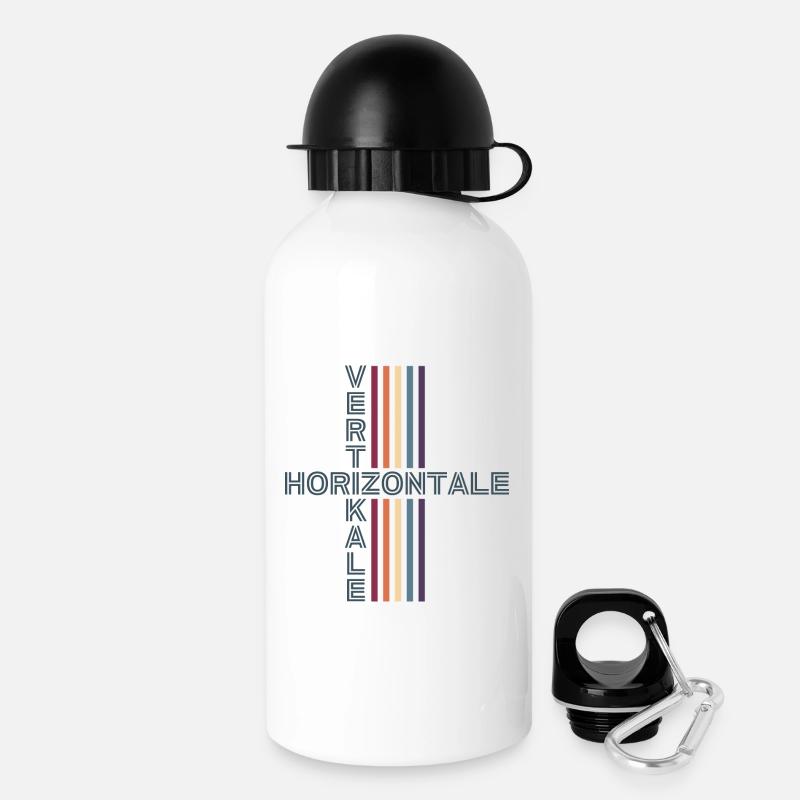 horizontale vertikale Retro Vintage - Trinkflasche mit Deckel 500 ml - Weiß