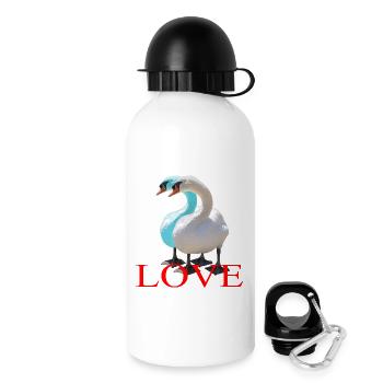 Duo de cygnes en forme de cœur - Gourde avec bouchon 500 ml - blanc - Droite