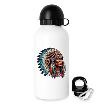 Amérindien Peau rouge d’Amérique - Gourde avec bouchon 500 ml - blanc - Droite