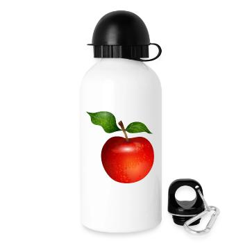 Leuchtend roter Apfel mit Blättern Illustration - Trinkflasche mit Deckel 500 ml - Weiß - Rechts