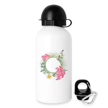 Cadre de fleurs tropicales – design floral de la nature - Gourde avec bouchon 500 ml - blanc - Droite