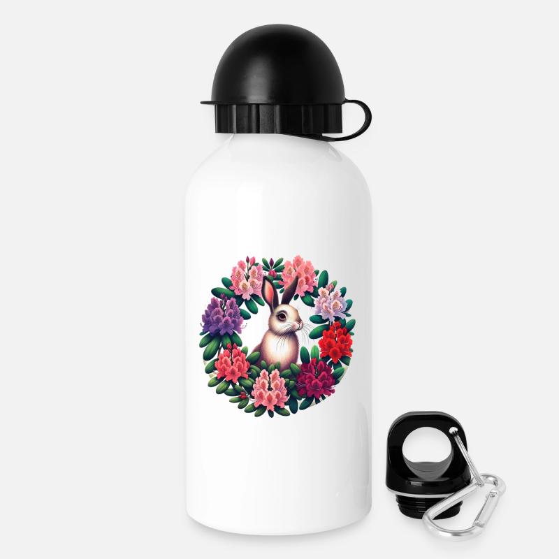 Lapin floral circulaire - Gourde avec bouchon 500 ml - blanc