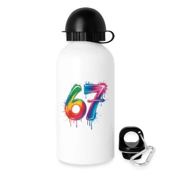 Sechs-Sieben-Farb-Spritzer - Trinkflasche mit Deckel 500 ml - Weiß - Rechts