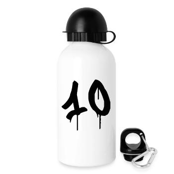 Nummer 10 Urbaner Graffiti-Stil - Trinkflasche mit Deckel 500 ml - Weiß - Rechts