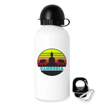 Cambodge / Bouddha / Éléphant / Cadeau - Gourde avec bouchon 500 ml - blanc - Droite