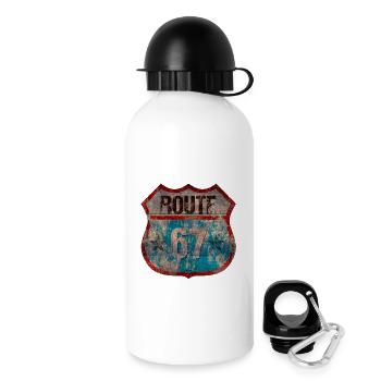 Rustic Route 67 Schild Design - Trinkflasche mit Deckel 500 ml - Weiß - Rechts