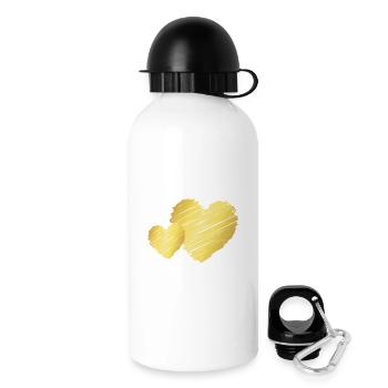 Deux cœurs d’or – Motif de la Saint-Valentin - Gourde avec bouchon 500 ml - blanc - Droite