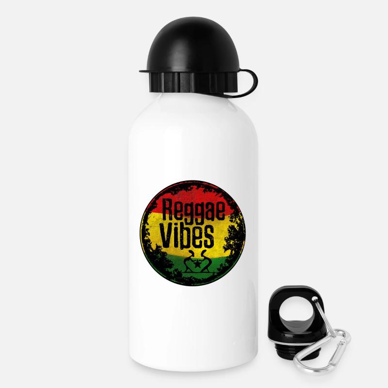 Reggae Vibes Rasta Design - Gourde avec bouchon 500 ml - blanc