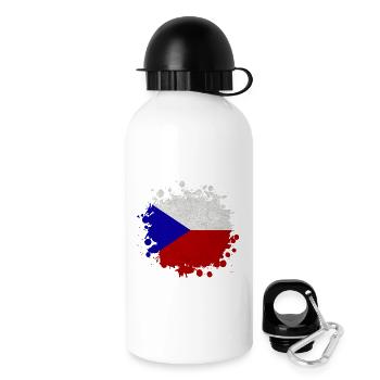 Tschechien Klecks / Geschenk Prag Flagge - Trinkflasche mit Deckel 500 ml - Weiß - Rechts