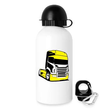 Camion Jaune Pop Art - Gourde avec bouchon 500 ml - blanc - Droite