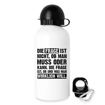 Die Frage ist... - Trinkflasche mit Deckel 500 ml - Weiß - Rechts