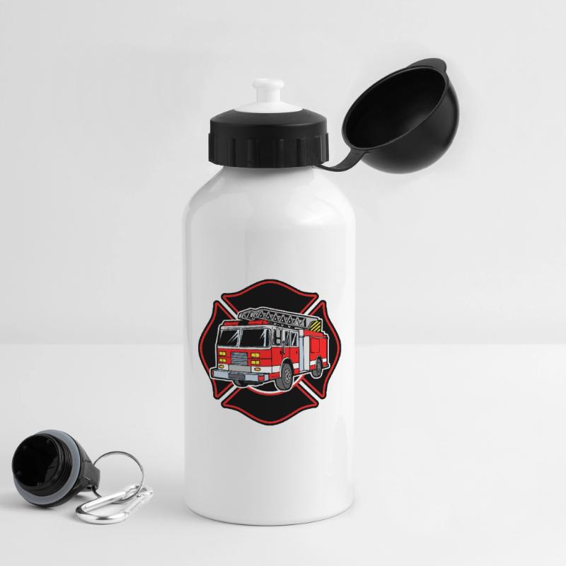 Fire brigade fire engine fire protection extinguishing work Drinks Bottle with Lid 500 ml