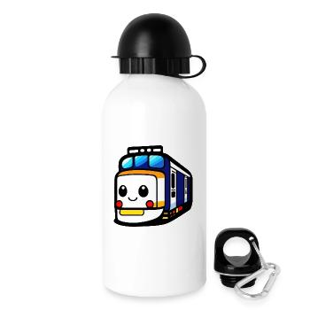 Lokomotive, Zug, Eisenbahn - Trinkflasche mit Deckel 500 ml - Weiß - Rechts