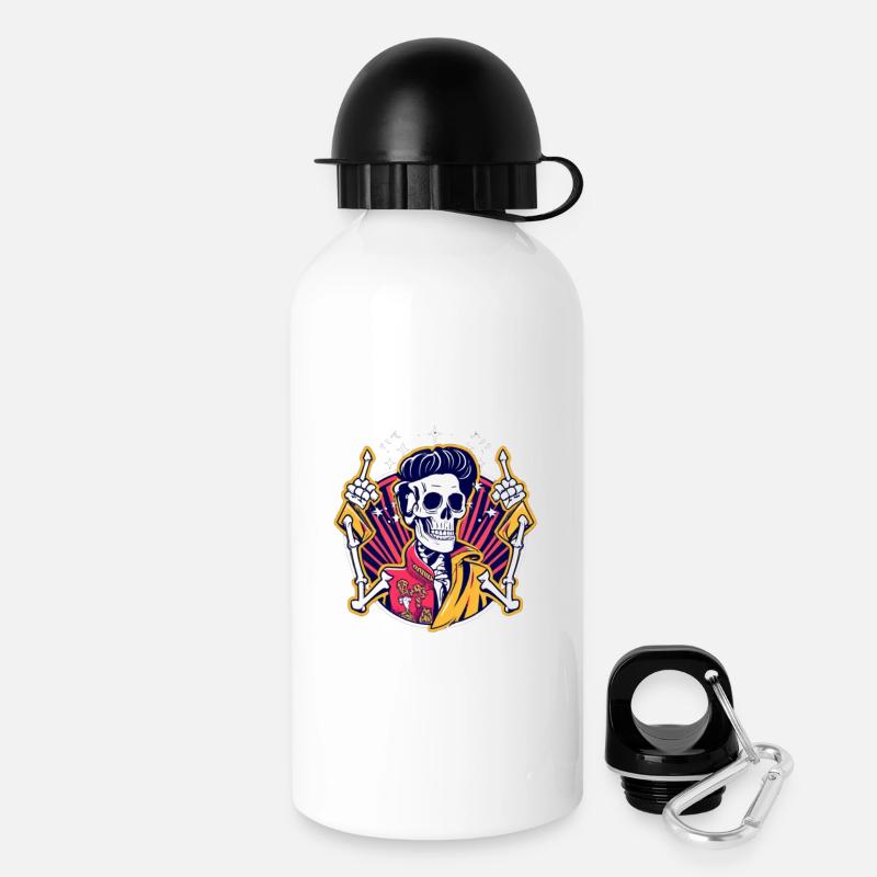 Neon Skull Rockabilly Duel - Drinks Bottle with Lid 500 ml - white