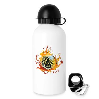W20 Silhouette In Flammen Fantasy RPG Shirt - Trinkflasche mit Deckel 500 ml - Weiß - Rechts