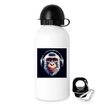 Singe avec des écouteurs - Gourde avec bouchon 500 ml - blanc - Droite