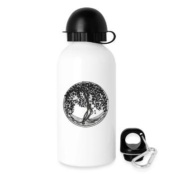 Silhouette du cercle sombre des arbres - Gourde avec bouchon 500 ml - blanc - Droite