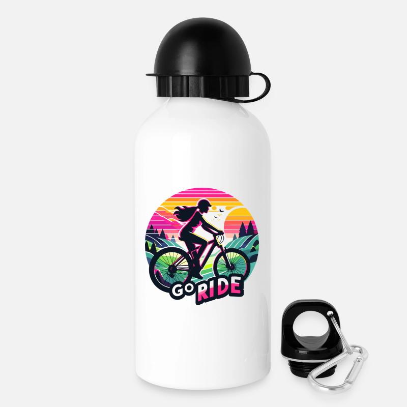 Vivid Sunset Bicycle Ride Illustration - Drinks Bottle with Lid 500 ml - white