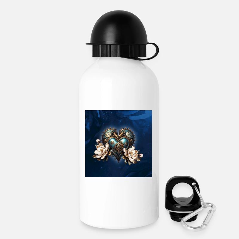Wunderbares Steampunk-Herz - Trinkflasche mit Deckel 500 ml - Weiß