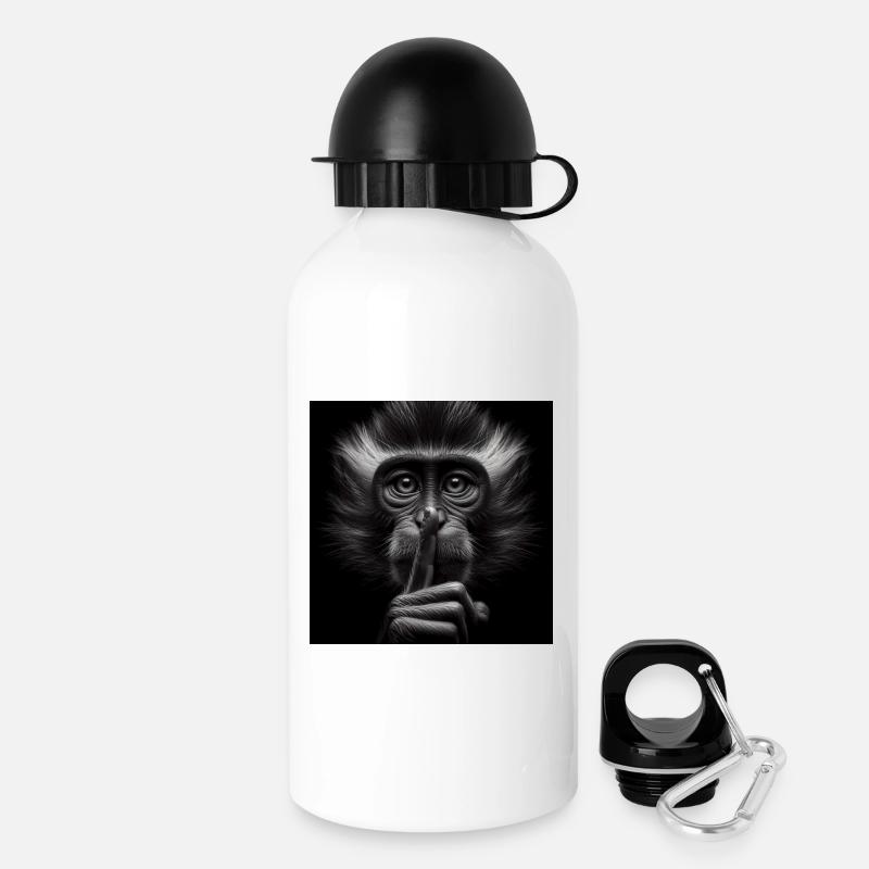 A Silent Monkey - Drinks Bottle with Lid 500 ml - white