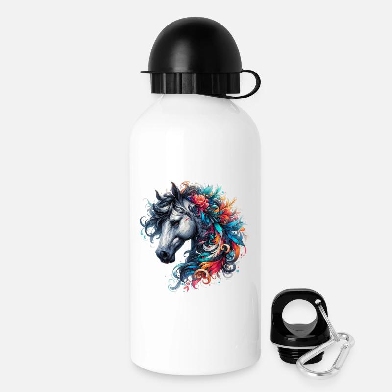 Pferd - Trinkflasche mit Deckel 500 ml - Weiß