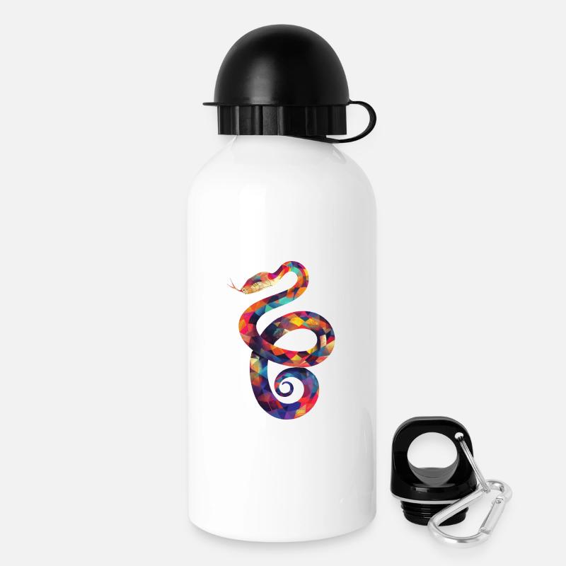 Illustration de Serpent coloré - Gourde avec bouchon 500 ml - blanc