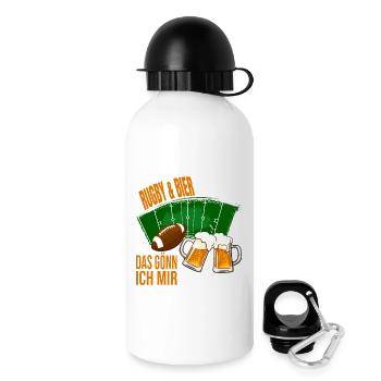 Rugby & Bier - Das gönn ich mir - Trinkflasche mit Deckel 500 ml - Weiß - Rechts