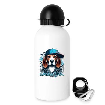 Beagle Gangsta Hund Cappy Geschenk - Trinkflasche mit Deckel 500 ml - Weiß - Rechts