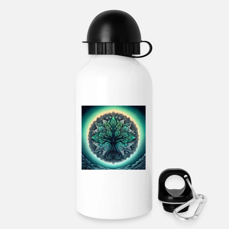 Mandala tree in Sea Green - Drinks Bottle with Lid 500 ml - white