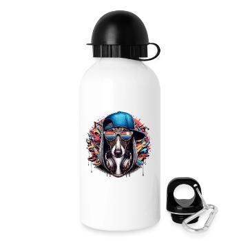 Windhund Gangsta Hund Graffiti Geschenk - Trinkflasche mit Deckel 500 ml - Weiß - Rechts