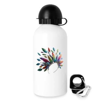 Farbenfrohe Federn. Lebendig und detailreiche - Trinkflasche mit Deckel 500 ml - Weiß - Rechts