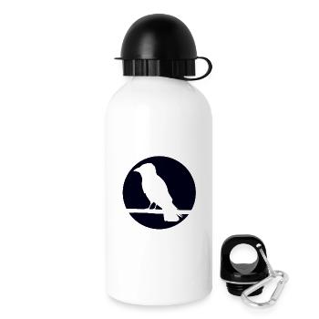 Krähe auf Ast - Trinkflasche mit Deckel 500 ml - Weiß - Rechts