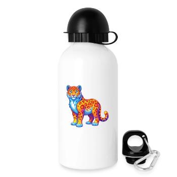 Schneeleopard Bunte Kawaii Zeichentrickfigur - Trinkflasche mit Deckel 500 ml - Weiß - Rechts