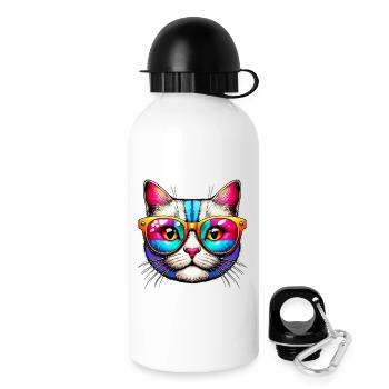 Chat avec des lunettes de soleil - Gourde avec bouchon 500 ml - blanc - Droite