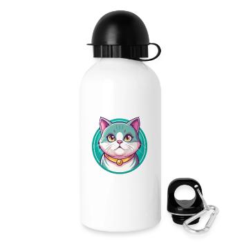 British Shorthair Cat Breed Cartoon Kawaii Animal - Drinks Bottle with Lid 500 ml - white - Right